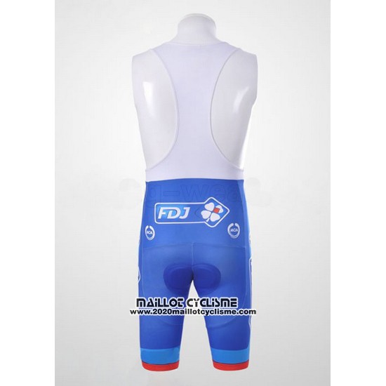 2010 Maillot Ciclismo FDJ Blanc et Azur Manches Courtes et Cuissard